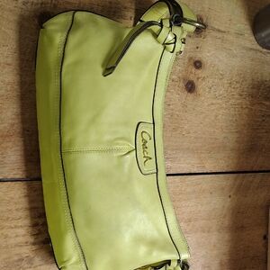 Coach Chartreuse Leather Shoulder Bag